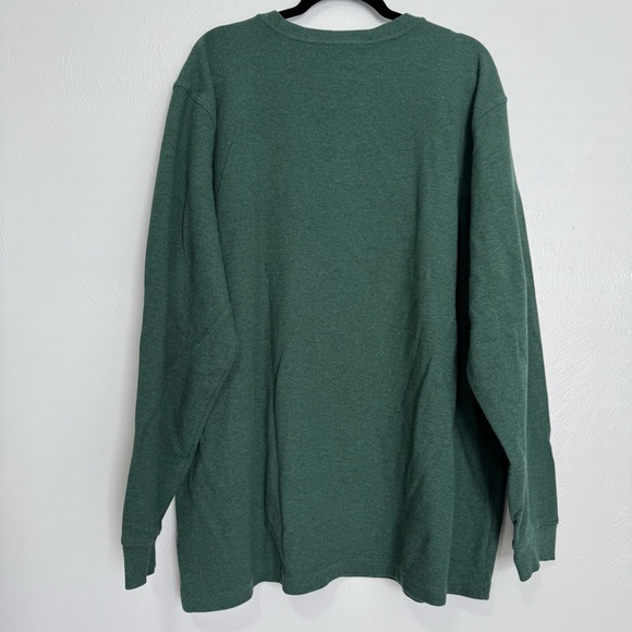 LL Bean Henley Shirt Men XXL Tall Green Unshrinkable Mini-Waffle Traditional Fit - Picture 8 of 10
